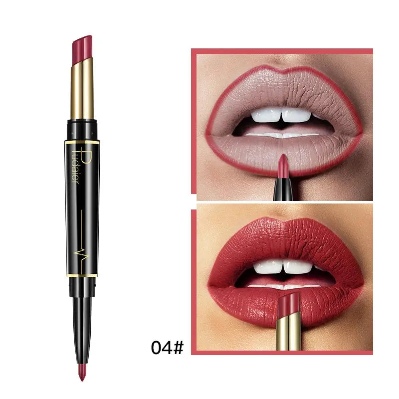 Makeup 2 in 1 Matte Lipstick & Lip Liner Nude Pencil - BeautiMass