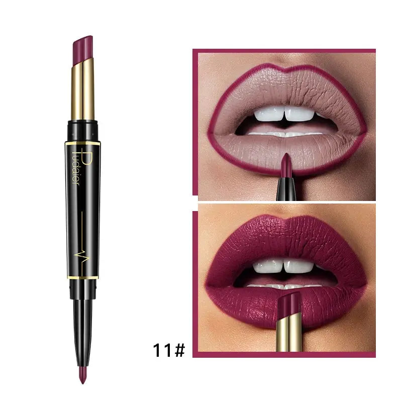 Makeup 2 in 1 Matte Lipstick & Lip Liner Nude Pencil - BeautiMass