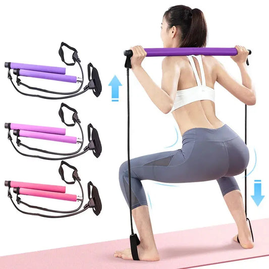 Pilates Bar Stick Crossfit Resistance Bands Trainer - BeautiMass