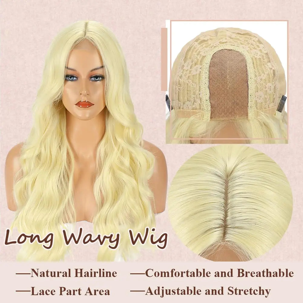 Blonde Human Hair Lace Frontal Glue-less Body Wave Lace Frontal Curly Wig - BeautiMass