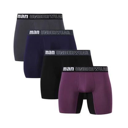 4pcs Bamboo Fiber Boxers Underwear Pack Sexy Men's Boxer Shorts Long Underpants Men Boxer Plus Size Panties Ropa Interior Hombre - BeautiMass