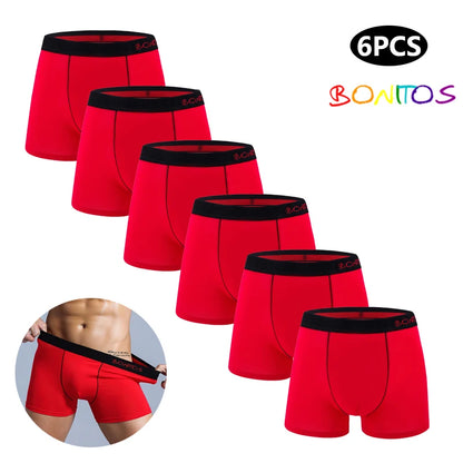 6pcs White Men Panties Cotton Boxers Underwear Pack Brand Underpants Slip Trunks - BeautiMass