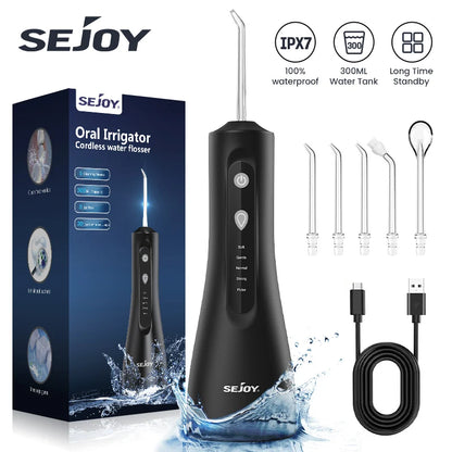 Sejoy Sonicare Cordless Water Dental Flosser for Teeth Cleaning Denture Brushes Portable Oral Irrigator for Home Travel BeautiMass