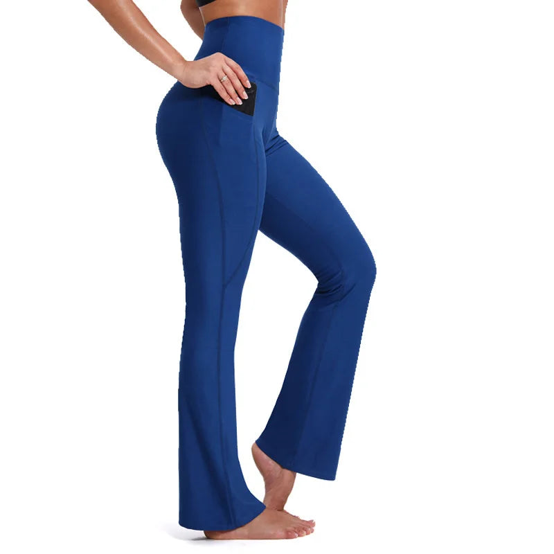 Women Running Pants Bell-bottom Yoga Workout Fitness Sports Gym Hiking Clothes - BeautiMass