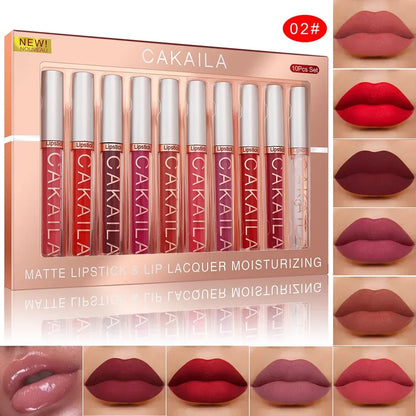 10/6 PCS Lipstick Set Matte Nude Liquid Lip Stain Makeup for women Non stick Cup Lip Gloss Waterproof Long lasting Cosmetics BeautiMass