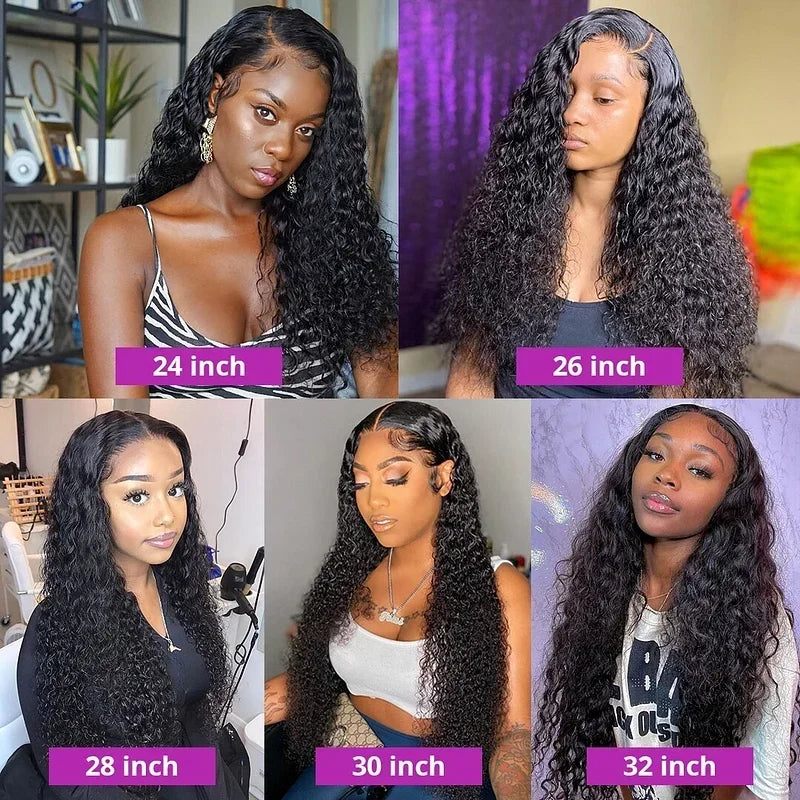 Deep Wave Lace Front 100% Human Hair Wigs 30 32Inch Indian Curly Remy 200% 13x4 13x6 Lace Frontal Wigs For Woman Pre Plucked BeautiMass