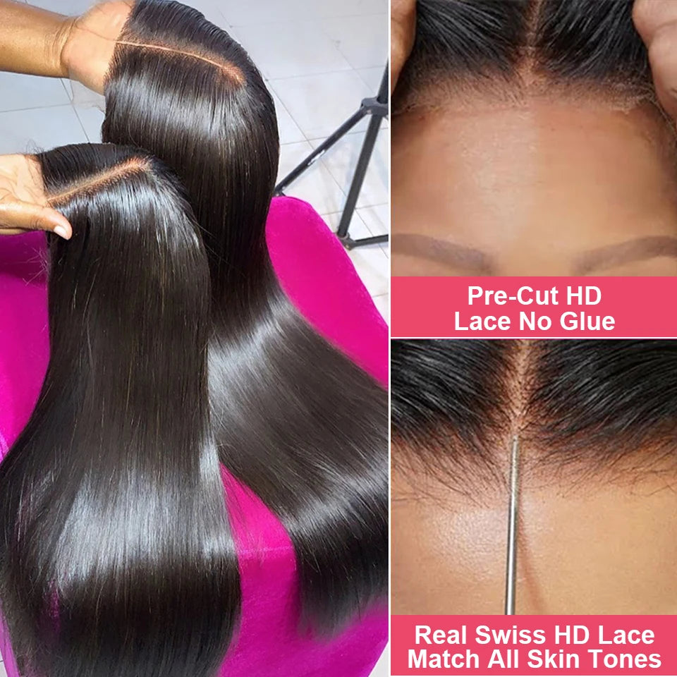 Pre Cut Glueless Wig Human Hair Ready To Wear And Go Preplucked Brazilian Bone Straight Human Hair Wigs - BeautiMass