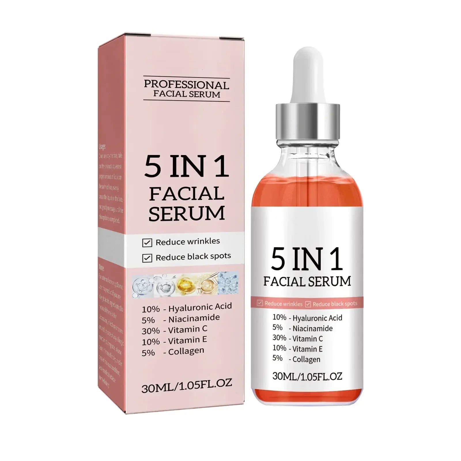 5 In 1 Fade fine lines Firming Face Serum Vitamin C Moisturizer - BeautiMass