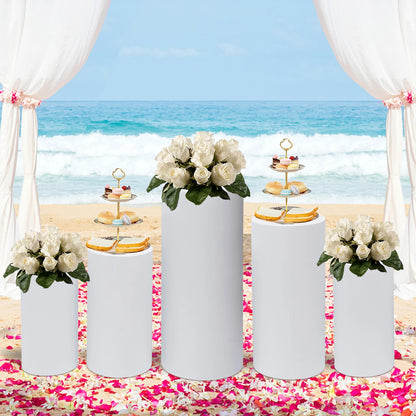 5Pcs Cylinder Stands Wedding Display Holder Wedding Cake Rack Metal Pedestal Stand Risers Set - BeautiMass