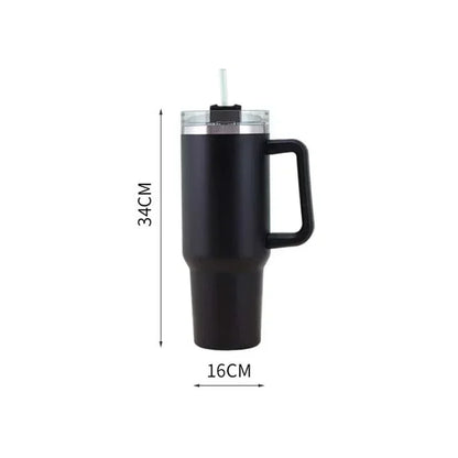 1200ML 304 Stainless Steel Insulated Water Bottle,40oz Thermal Coffee Car Cup, Cold Hot Mugs Vacuum Flask With Handle Straw,For BeautiMass