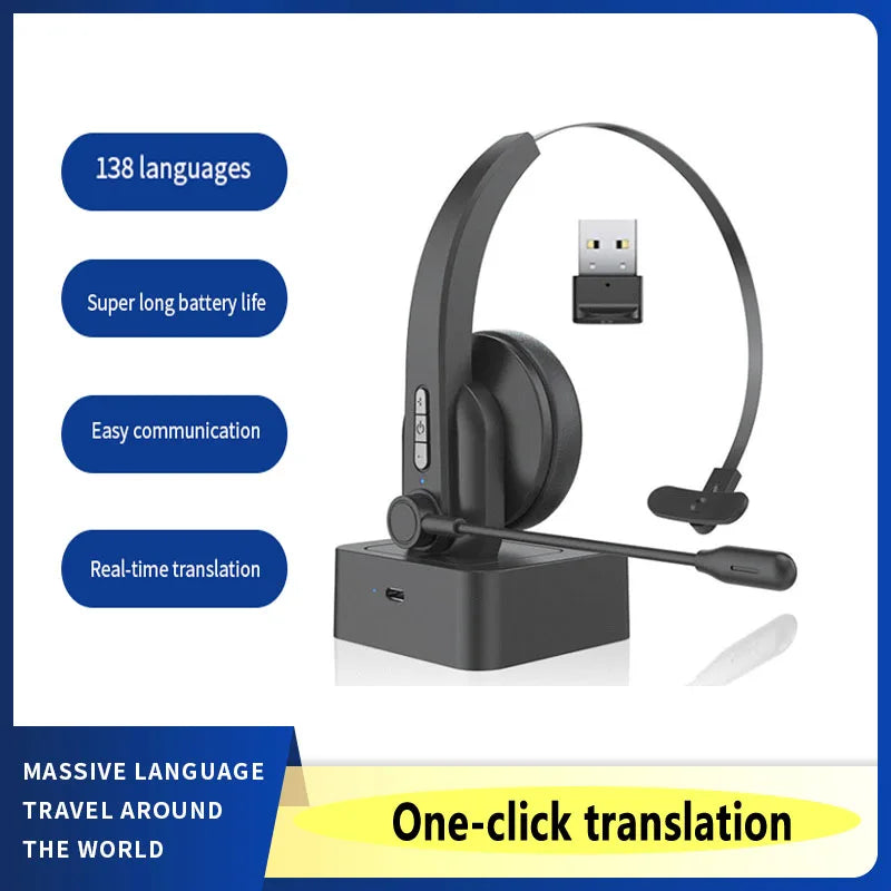 AI Single microphone Bluetooth call translation headset headset microphone telemarketing - BeautiMass