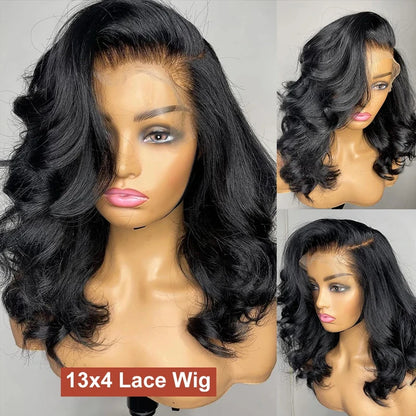 180 Density Short Bob Wigs Body Wave 13x4 Lace Front Wigs Brazilian Lace Frontal Synthetic Hair Wigs For Women Party Cosplay BeautiMass