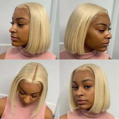 Blonde Straight 613 Short Lace Bob Wig 13×4 Transparent Lace Front Human Hair Wigs 200 Density Brazilian Straight Human Hair Wig - BeautiMass