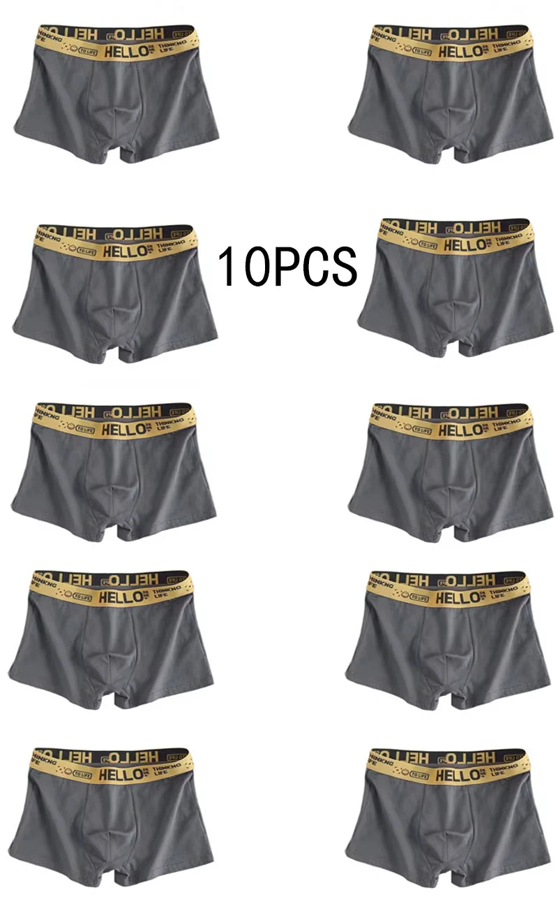 10Pcs/Men's Fashion Underwear High Stretch Boxer Shorts Breathable Soft Plus Size L-4XL - BeautiMass