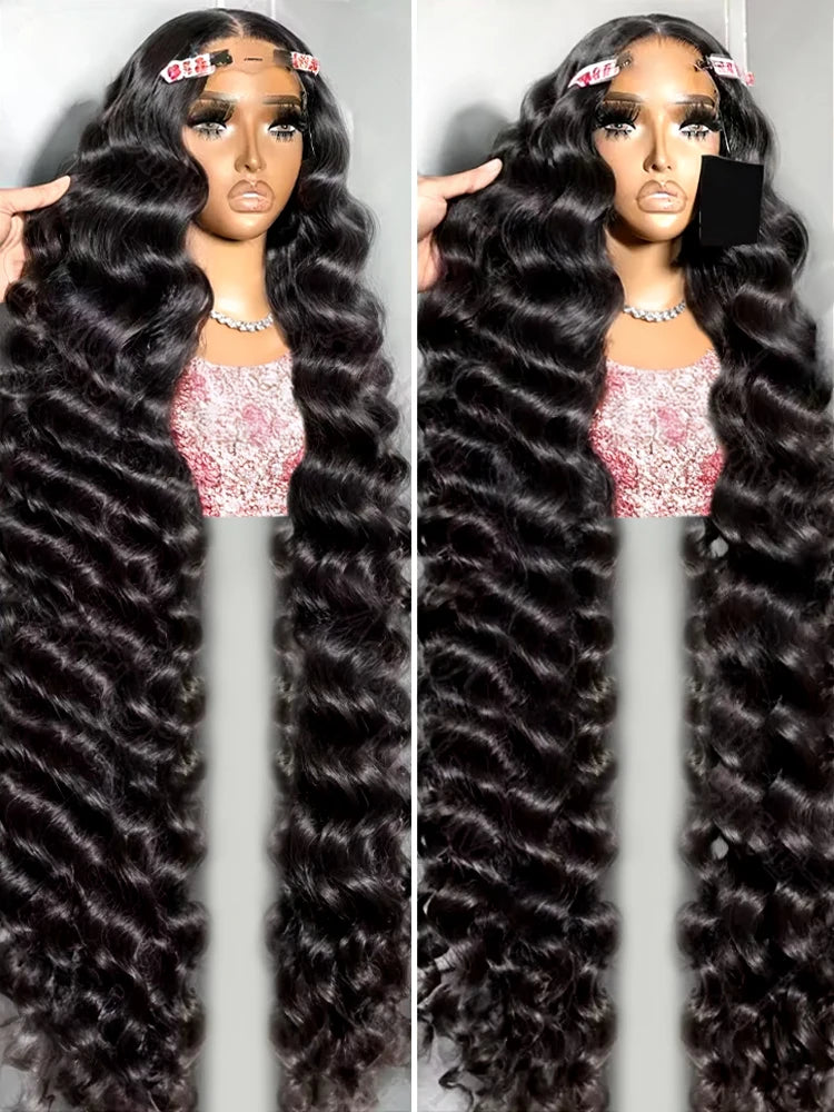 40 Inch Loose Deep Wave 13x6 HD Lace Frontal Human Hair Wig Brazilian Curly 13x4 - BeautiMass