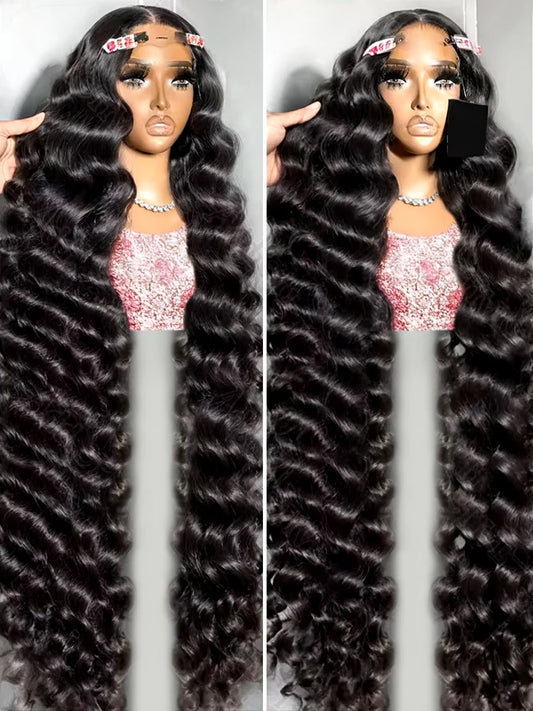 40 Inch Loose Deep Wave 13x6 HD Lace Frontal Human Hair Wig Brazilian Curly 13x4 Human Hair Lace Front Wigs For Women PrePlucked BeautiMass