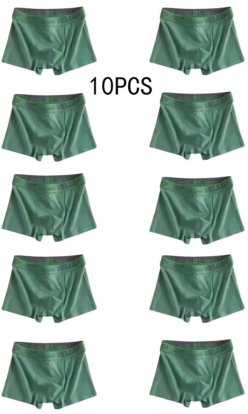 10Pcs/Men's Fashion Underwear High Stretch Boxer Shorts Breathable Soft Plus Size L-4XL - BeautiMass