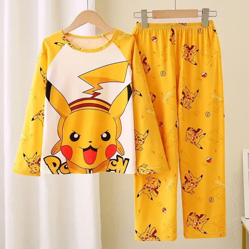 2pcs/set Pokemon Pikachu Cartoon Fashion Child Pajamas Sets Soft Holiday Gifts - BeautiMass