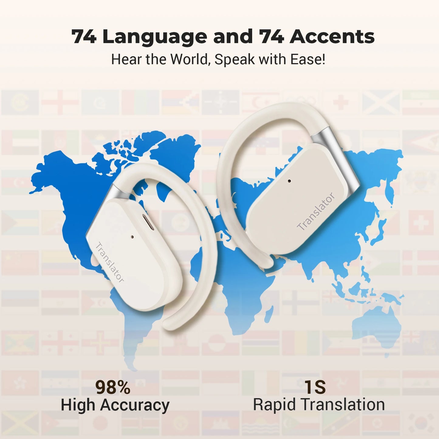 Wooask M9 Translator Earbuds,Two-Way Real Time Translator Headphones,144 Languages - BeautiMass