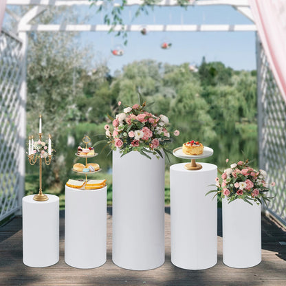 5Pcs Cylinder Stands Wedding Display Holder Wedding Cake Rack Metal Pedestal Stand Risers Set - BeautiMass