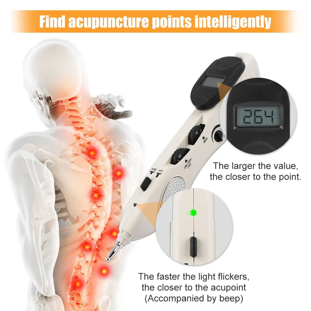 Acupuncture Pen With Digital Display Electro Acupuncture Point Muscle Stimulator - BeautiMass