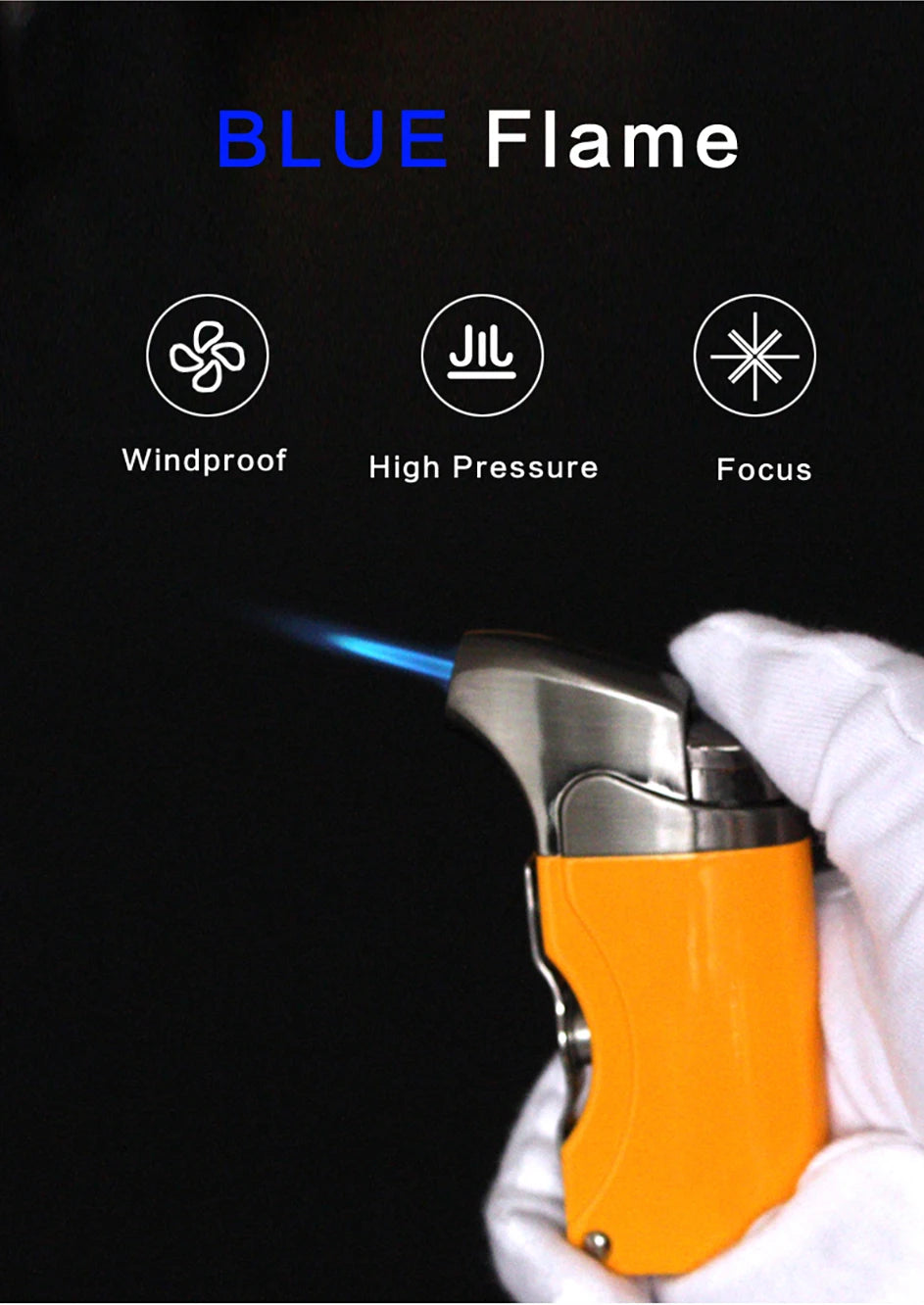 Windproof Butane Lighter Cigar Cutter Accessories Metal Set Gas Torch Lighters - BeautiMass