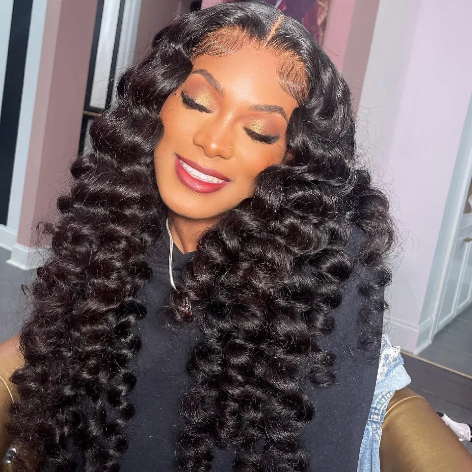 40 Inch Loose Deep Wave 13x6 HD Lace Frontal Human Hair Wig Brazilian Curly 13x4 - BeautiMass