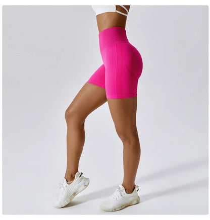 Women Seamless High Waist Sports Shorts For Cycling Jogging Fitness Gym Shorts Leggings - BeautiMass