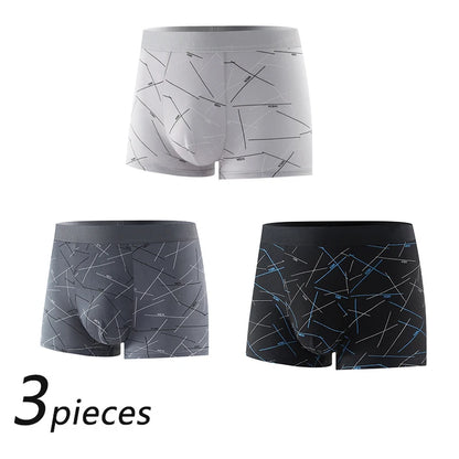 3 Pcs Men Sports Underwear Underpants Simple Line Breathable Fashion Sports Boxers - BeautiMass