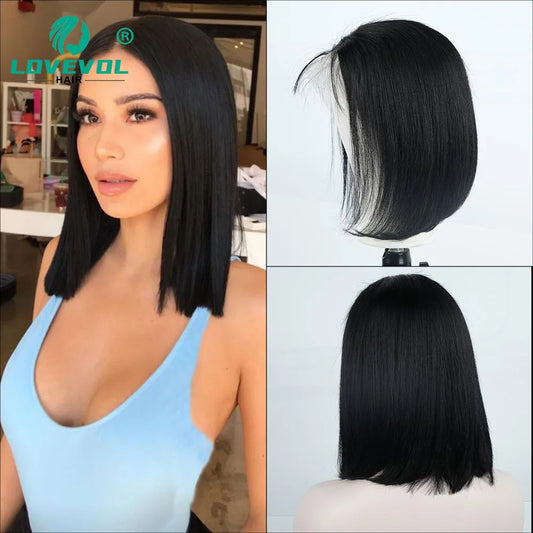 Lovevol Short Bob Lace Wig Colorful 13x4 Lace Front Human Hair Wigs Short Straight Bob Wigs for Women Daily Use Remy Human Hair BeautiMass