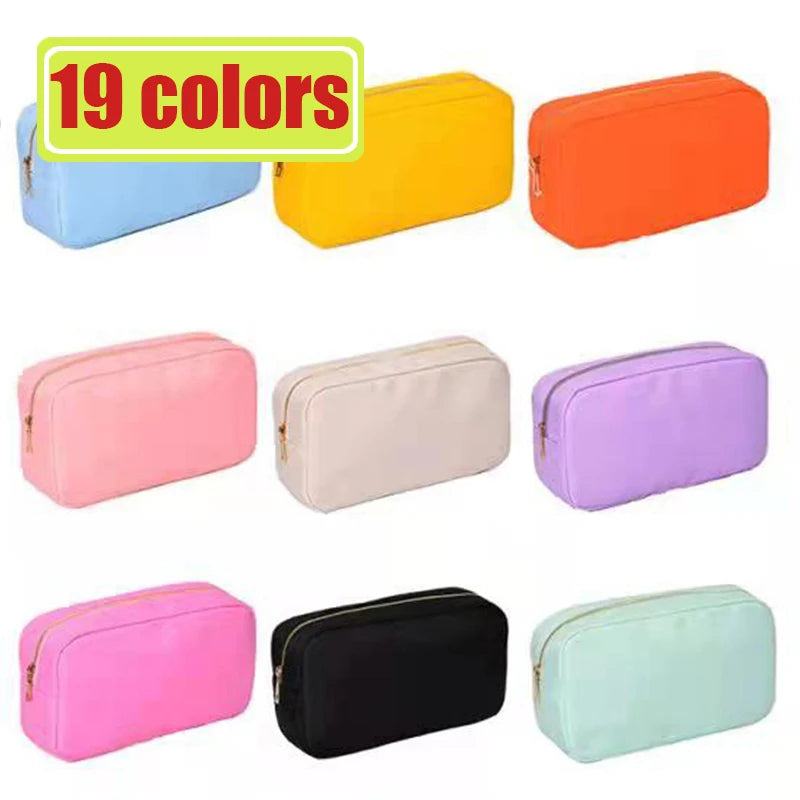 Waterproof Nylon Durable Toiletry Cosmetic Bag Solid Color - BeautiMass