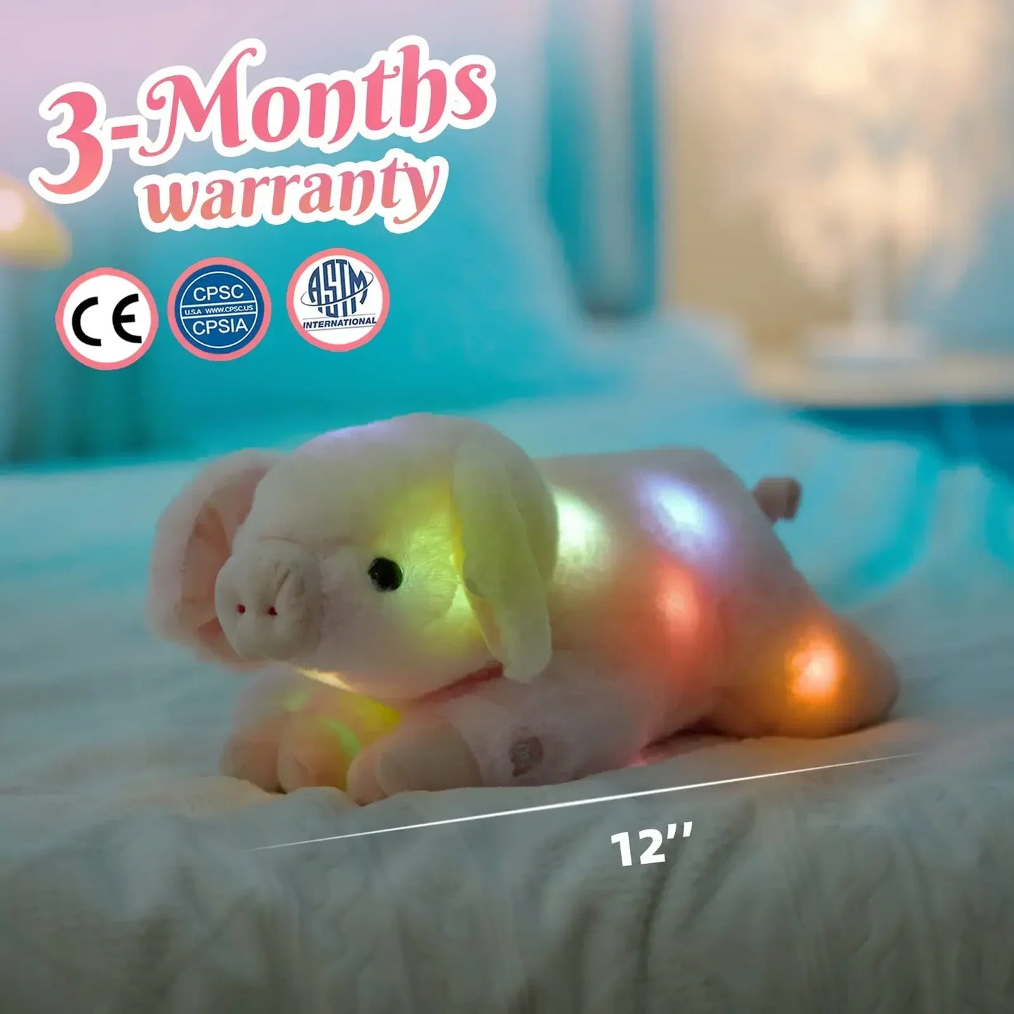 30cm Pig Plush Toys Stuffed LED Glowing Piggy Throw Pillow - BeautiMass