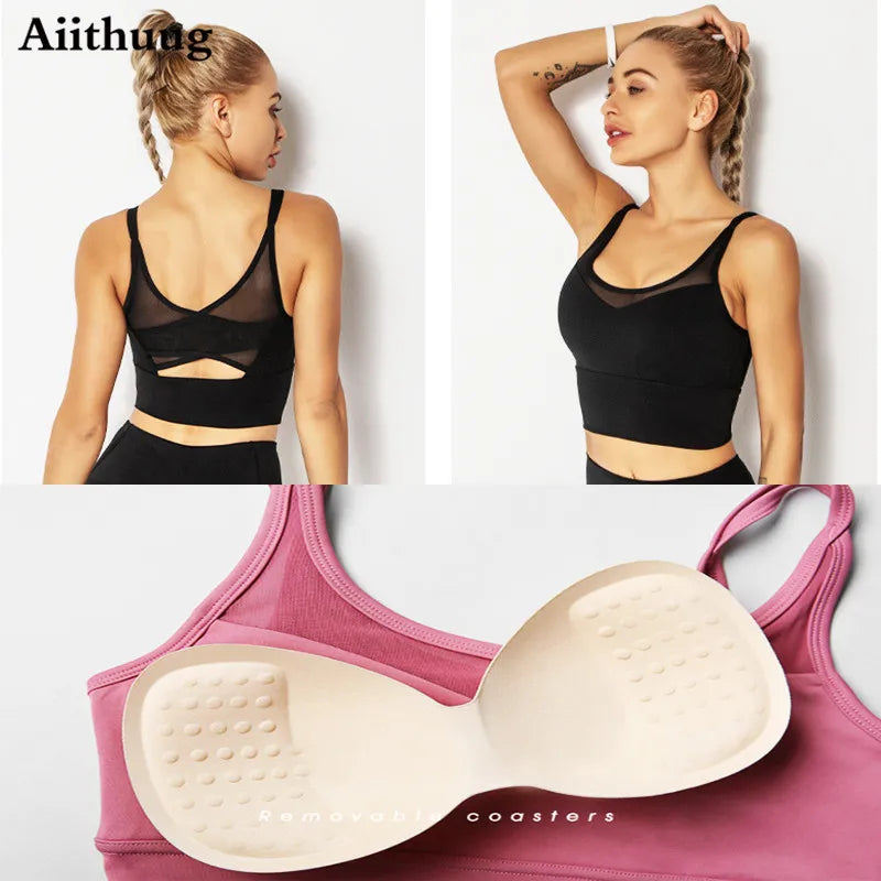 Aiithuug Yoga Bras Fitness Shirts Running Tops Sports Bras Gym Workout Crop Top Yoga Crop Tops Fitness Tank Top Running Bra BeautiMass