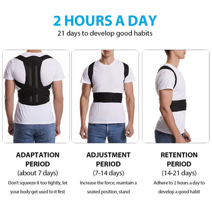 Back Brace Posture Corrector Adjustable Back And Shoulder Posture Lumbar Support for Improve Scoliosis - BeautiMass