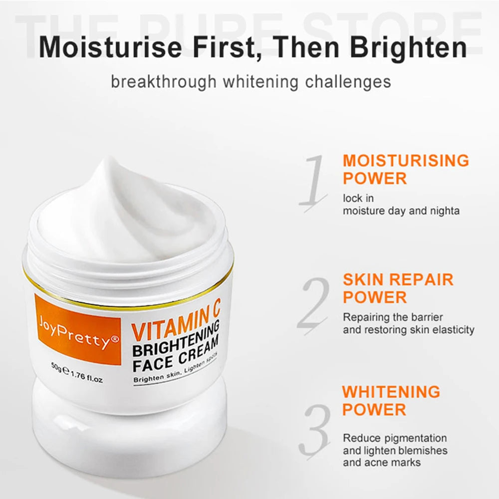 Vitamin C Face Cream Whitening Dark Spots Removal Moisturizing Facial Cream - BeautiMass