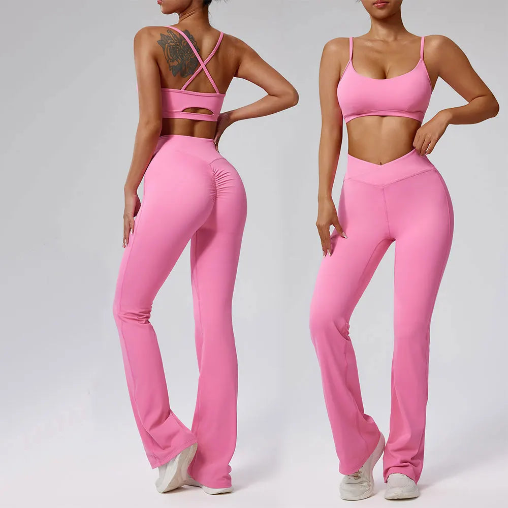 Women Tracksuit 2PCS Yoga Set Workout Clothes Sportswear Gym Clothing High Waist Leggings - BeautiMass