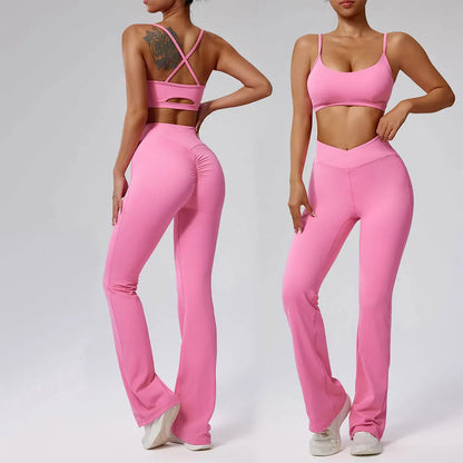 Women Tracksuit 2PCS Yoga Set Workout Clothes Sportswear Gym Clothing High Waist Leggings - BeautiMass