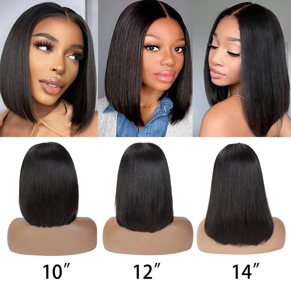 Glueless Bob Human Hair Wigs Ready To Wear indian Straight Transprent Lace Closure Wigs - BeautiMass