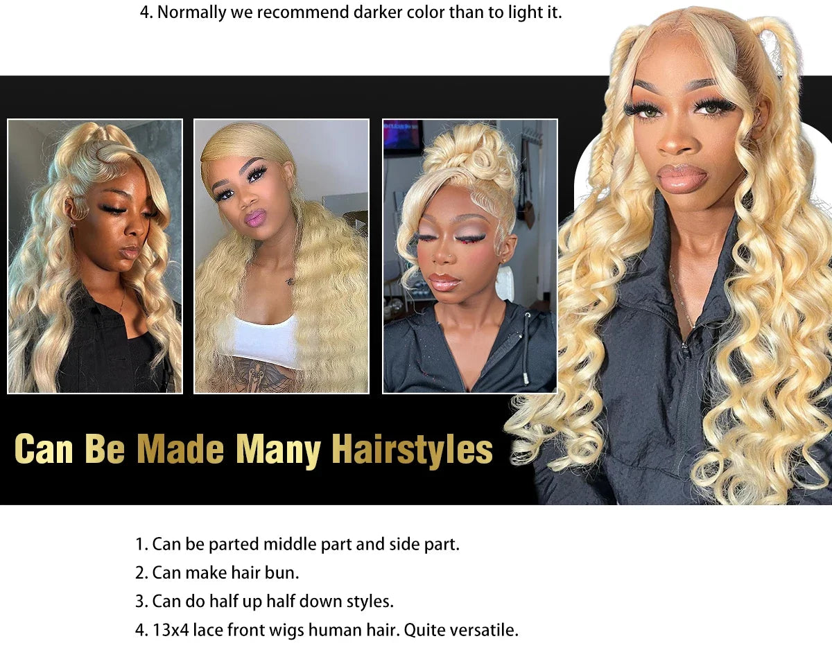 HD Lace Frontal Honey Blonde Human Hair 13x6 28 Inch Blonde Lace Front Body Wave Wigs - BeautiMass