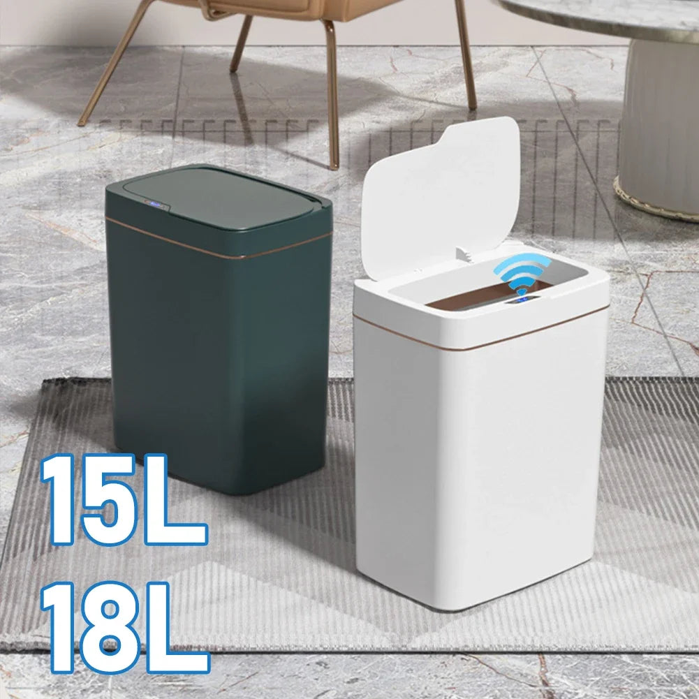 15/18L Smart Sensor Waterproof Intelligent Touchless Quiet Auto Motion Sensor Trash Can - BeautiMass