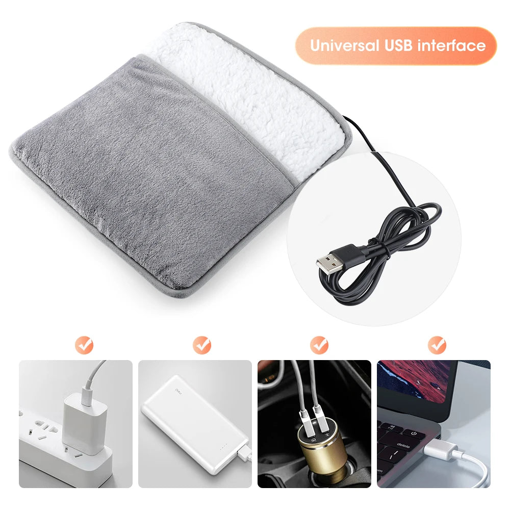 Winter Electric Foot Heating Pad USB Charging Soft Plush Washable Foot Warmer Heater Improve Sleeping Household Foot Warming Mat BeautiMass