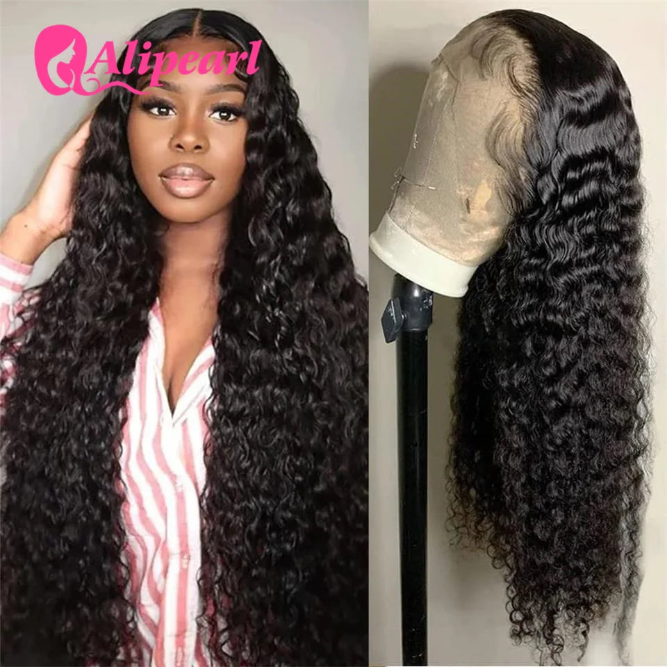 AliPearl Hair Deep Wave Transparent Lace Front Human Hair Peruvian 13x4 Lace Wigs - BeautiMass