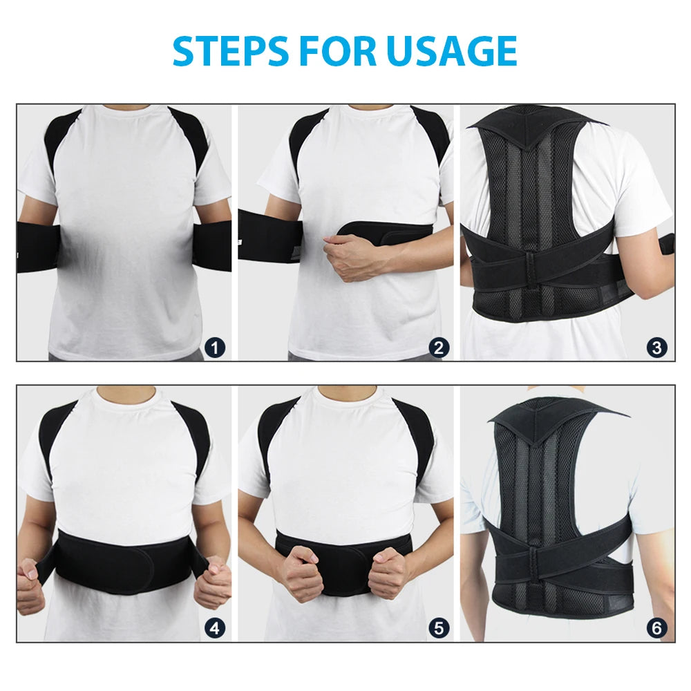 Back Brace Posture Corrector Adjustable Back And Shoulder Posture Lumbar Support for Improve Scoliosis - BeautiMass