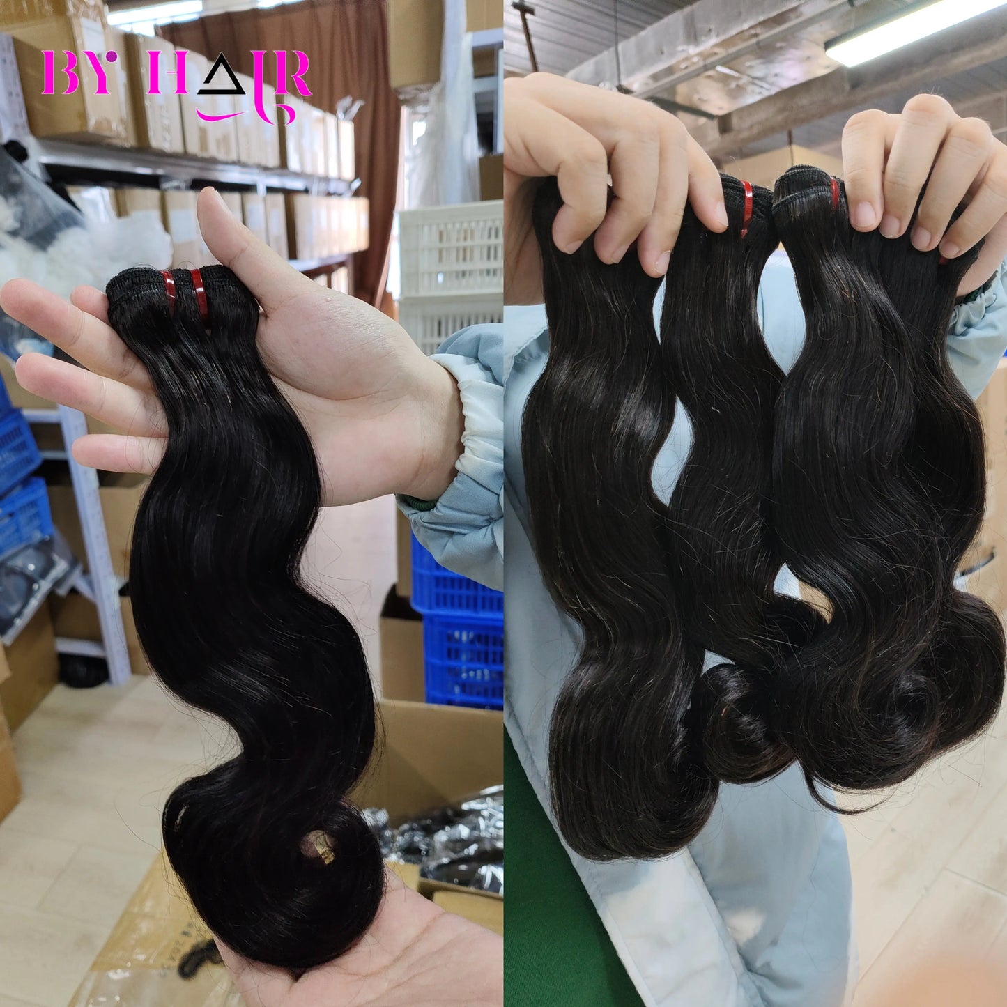 18 20 22 inch Double Drawn Body Wave Human Hair Bundles Full and Thick Hair Extensions - BeautiMass