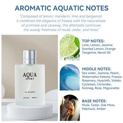 100ML 3.4FL.OZ AQUA Men's Perfume EDP, Aquatic Aromatic Eau de Parfum - BeautiMass