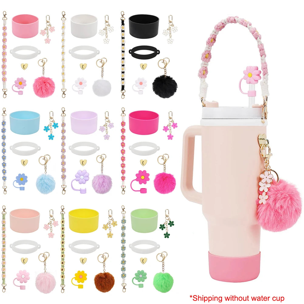 Accessories for Stanley 40oz Tumbler Silicone Water Bottle Boot Straw Lid Handle Strap Keychain - BeautiMass