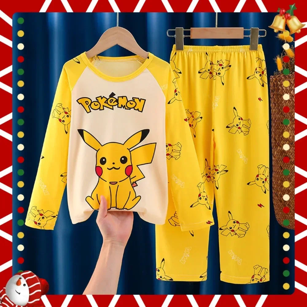 2pcs/set Pokemon Pikachu Cartoon Fashion Child Pajamas Sets Soft Holiday Gifts - BeautiMass