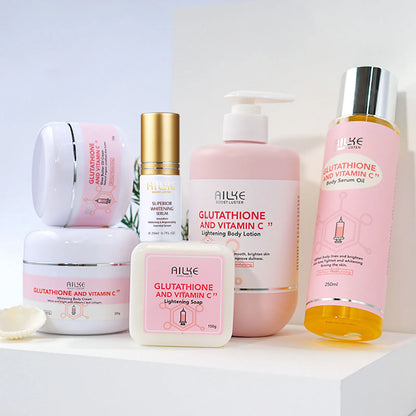 AILKE Brightening Skin Care Set, With Vitamin C, Glutathione, Deep Moisturizing - BeautiMass