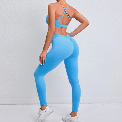 Yoga Women's Tracksuit 2PCS Fitness Yoga Sets Sportswear Workout Bra+High Waist Leggings Gym Clothing Sports Suits Athletic Wear - BeautiMass