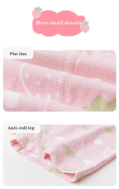 4 Pcs/Lot Kids Panties Cartoon Chirdren'S Underwear Briefs Floral Grid Cotton Underpants - BeautiMass